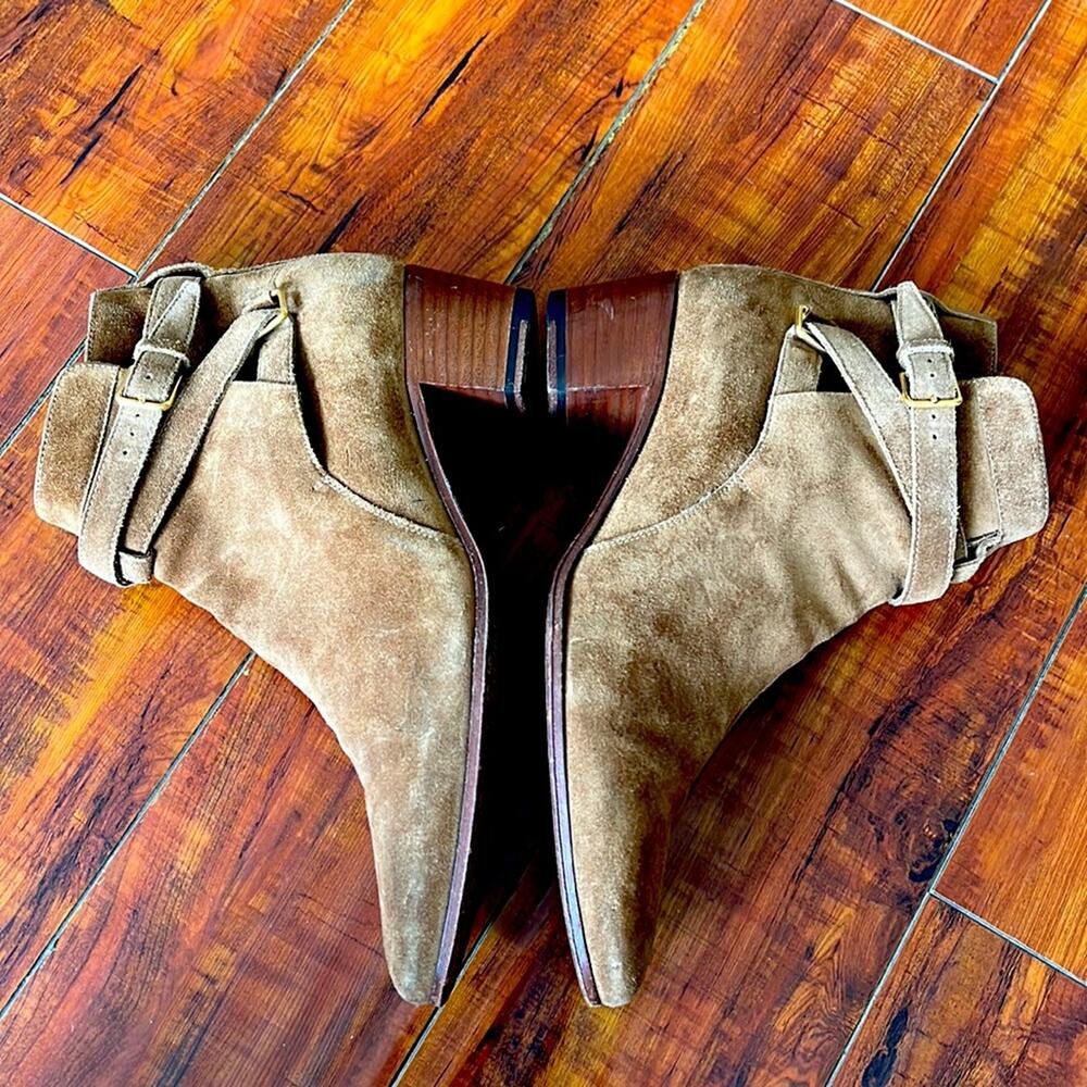 Saint Laurent Paris Blake Jodhpur brown suede ankle boho western cowgirl Boots - Picture 8 of 14